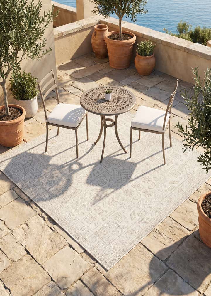 5' 3 x 5' 3 Easy-Clean Aztec Indoor / Outdoor Square Rug