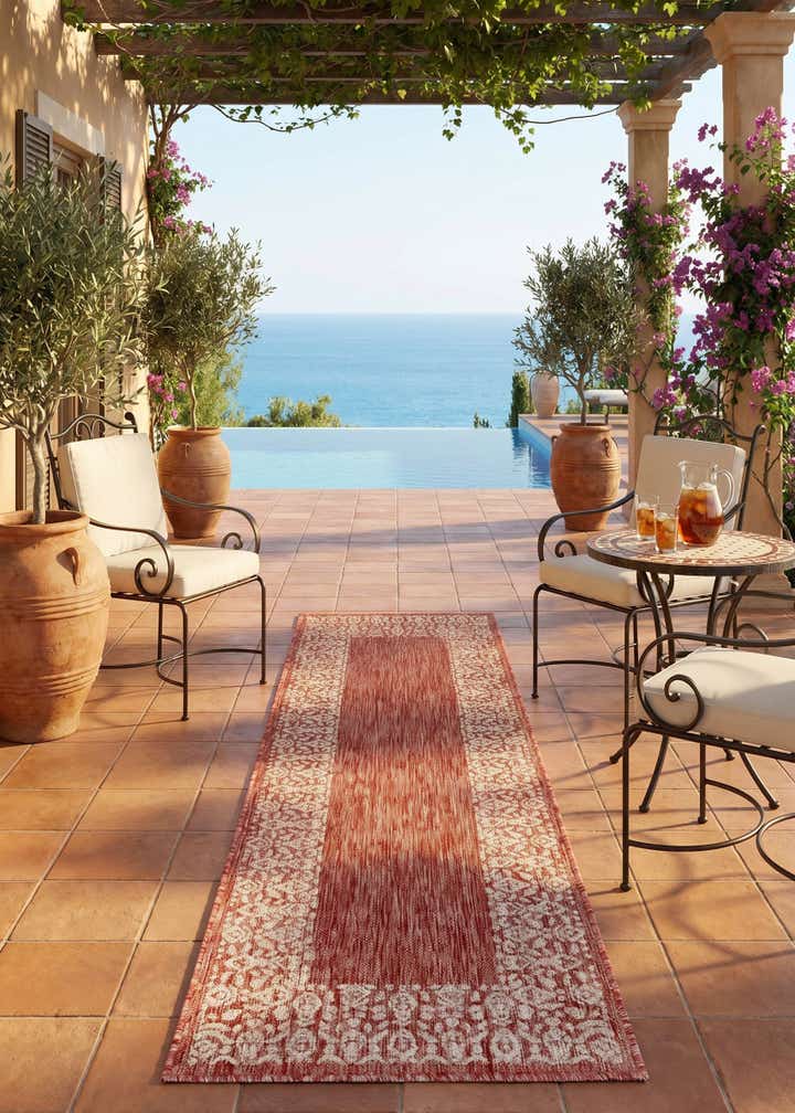2' x 6' Easy-Clean Border Indoor / Outdoor Runner Rug