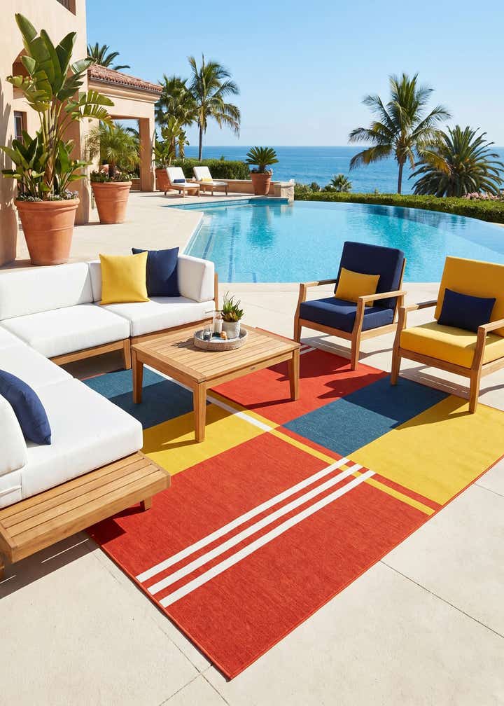 10' x 10' Easy-Clean Modern Indoor / Outdoor Square Rug