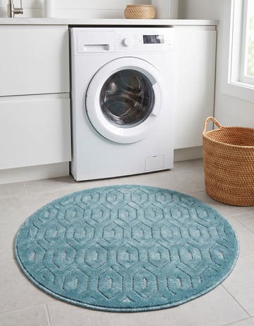 3' x 3' Easy-Clean Trellis Textured Indoor / Outdoor Round Rug