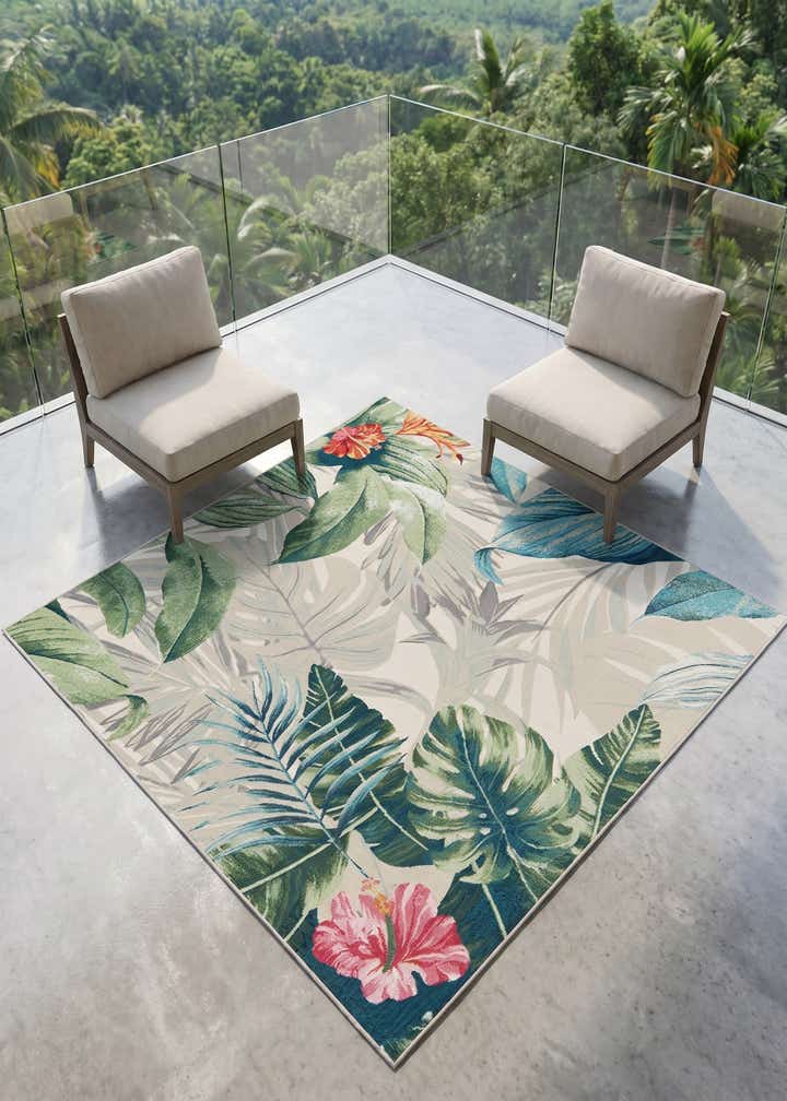 6' x 6' Easy-Clean Botanical Indoor / Outdoor Square Rug