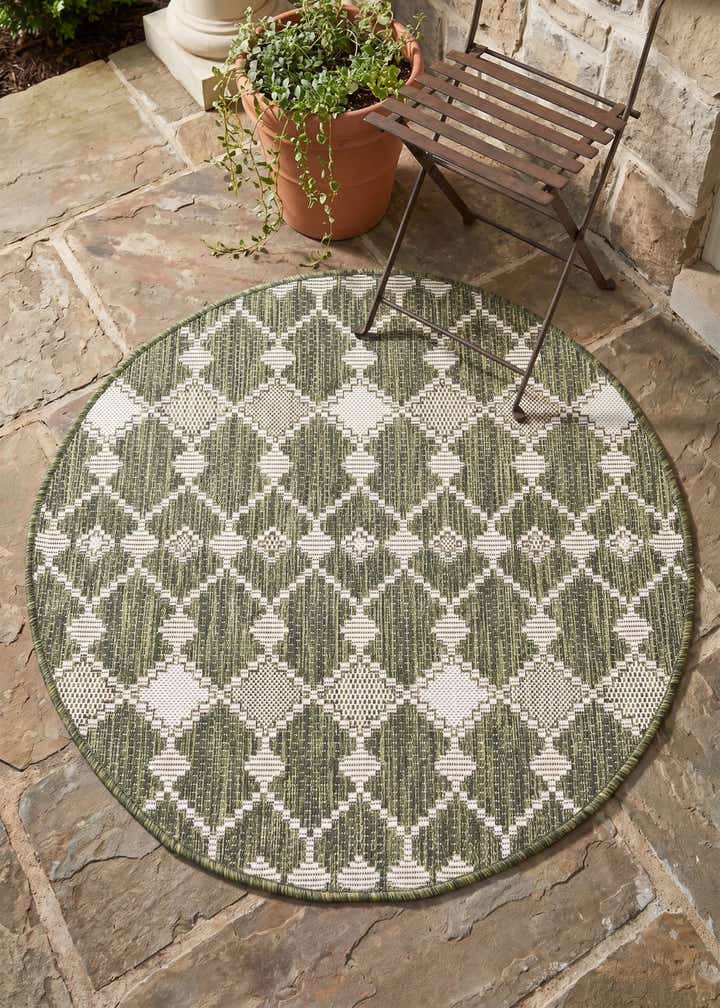 3' x 3' Easy-Clean Lattice Indoor / Outdoor Round Rug