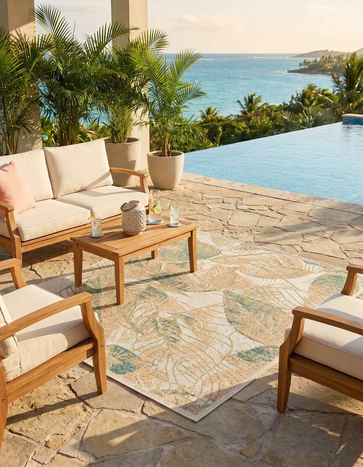 Detail image of 5' 3 x 5' 3 Easy-Clean Baja Indoor / Outdoor Square Rug