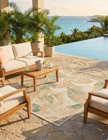 Ivory Easy-Clean Baja Indoor / Outdoor Square Rug