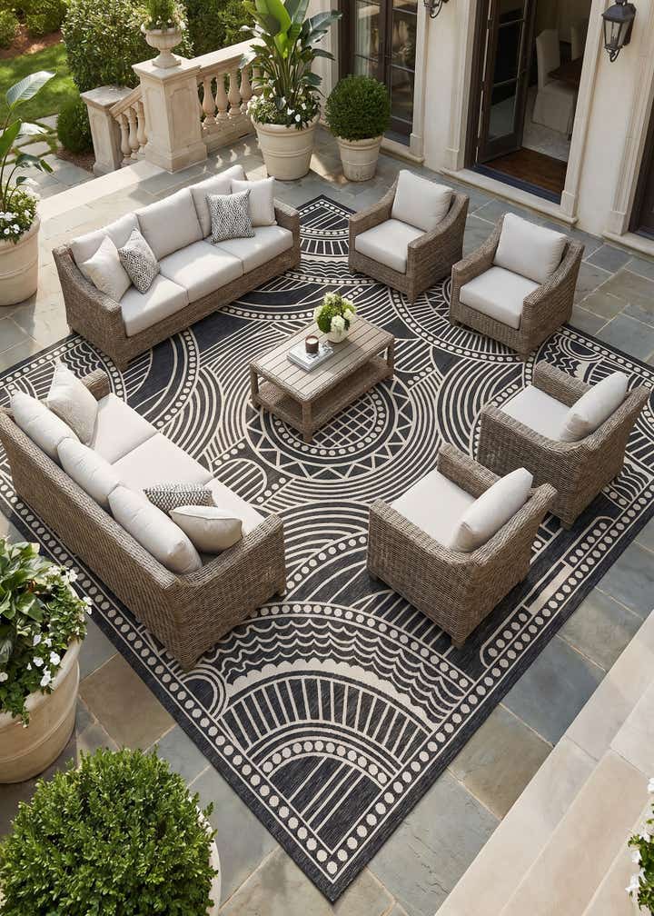 13' x 13' Easy-Clean Traditional Indoor / Outdoor Square Rug