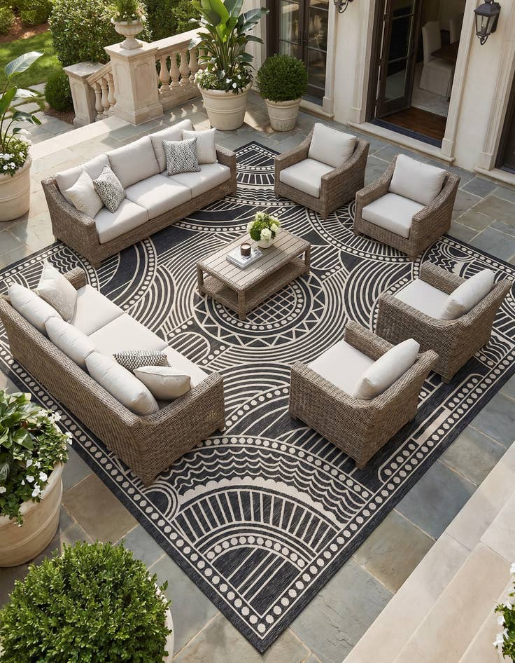 Detail image of 13' x 13' Easy-Clean Traditional Indoor / Outdoor Square Rug