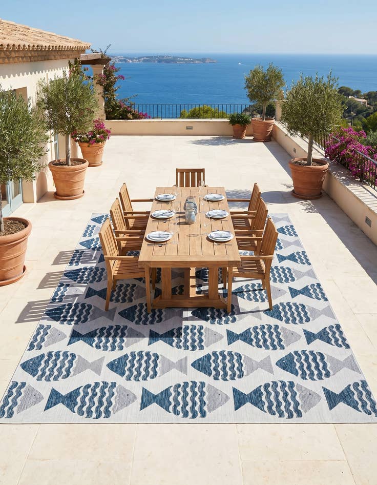 Detail image of 10' x 13' Easy-Clean Coastal Indoor / Outdoor Rug