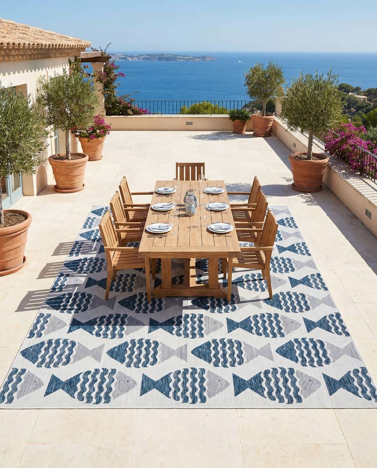Detail image of 10' x 13' Easy-Clean Coastal Indoor / Outdoor Rug