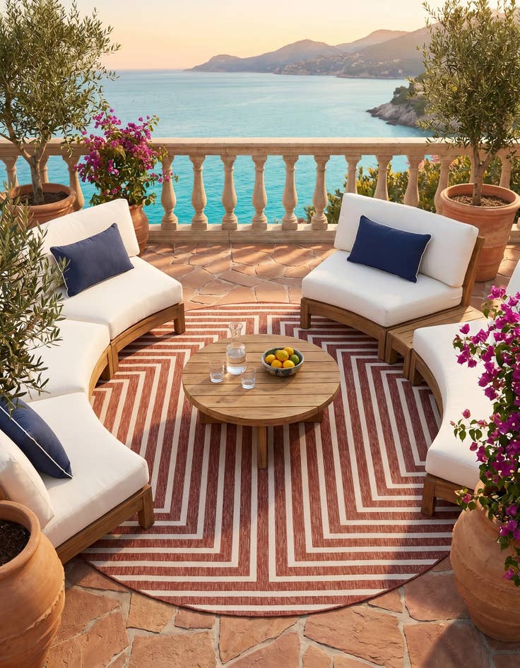 Detail image of 10' x 10' Easy-Clean Modern Indoor / Outdoor Round Rug