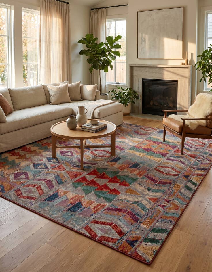 Detail image of 12' x 12' Easy-Clean Modern Indoor / Outdoor Square Rug