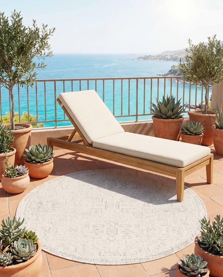 Detail image of 4' x 4' Easy-Clean Aztec Indoor / Outdoor Round Rug