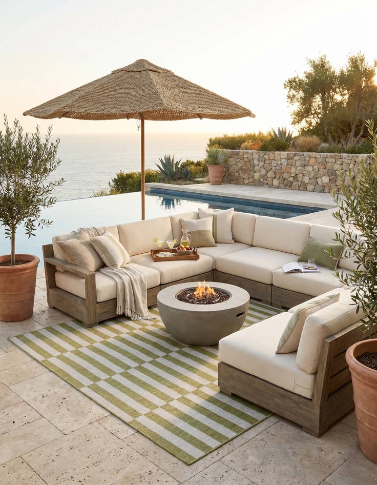 Detail image of 7' 10 x 10' Easy-Clean Ribbon Indoor / Outdoor Rug