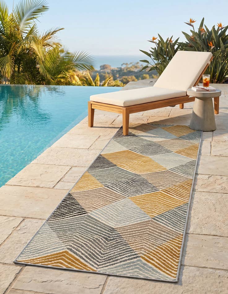 Detail image of 2' x 6' Easy-Clean Modern Indoor / Outdoor Runner Rug