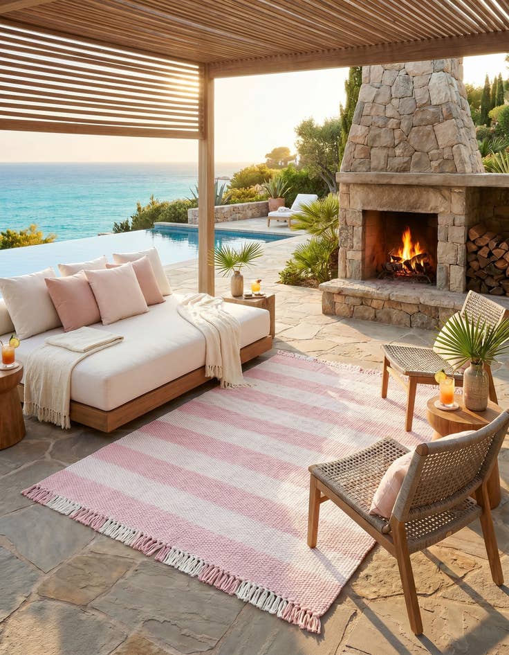 Detail image of 4' x 6' Easy-Clean Eco Plaid Washable Indoor / Outdoor Rug