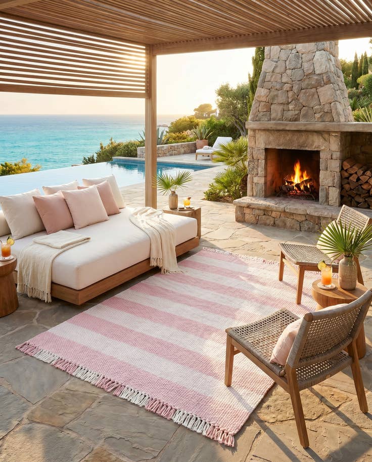 Detail image of 4' x 6' Easy-Clean Eco Plaid Washable Indoor / Outdoor Rug