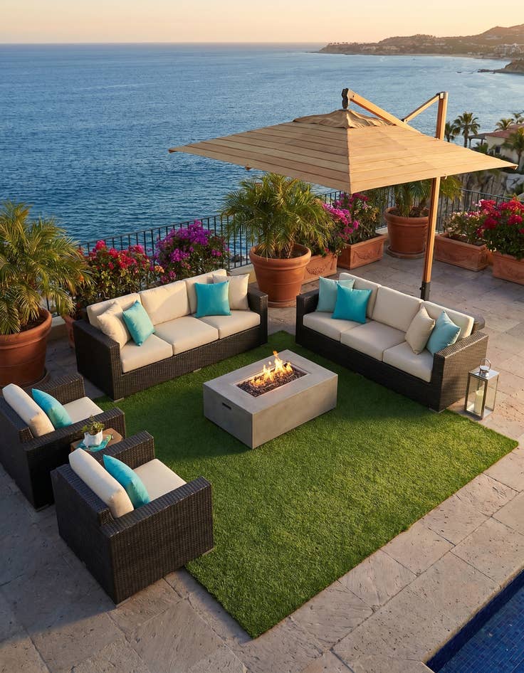 Detail image of 10' x 10' Easy-Clean Grass Indoor / Outdoor Square Rug