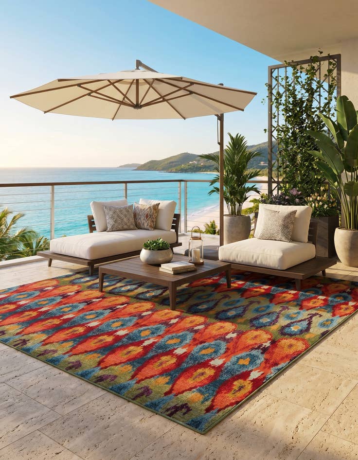Detail image of 7' 10 x 10' Easy-Clean Modern Indoor / Outdoor Rug