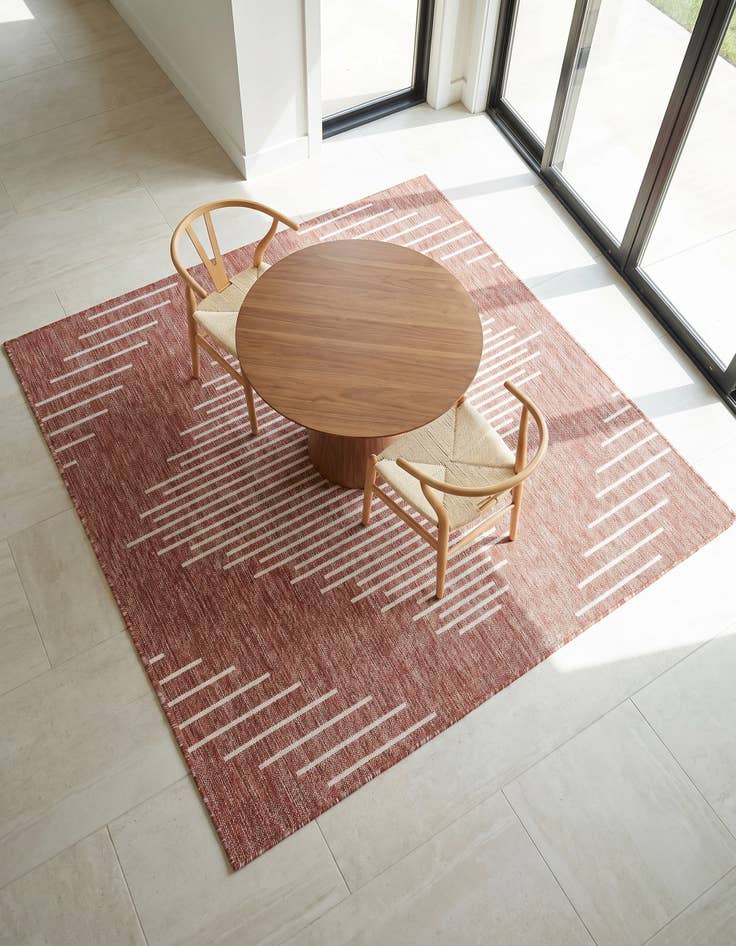 Detail image of 5' 3 x 5' 3 Easy-Clean Modern Indoor / Outdoor Square Rug