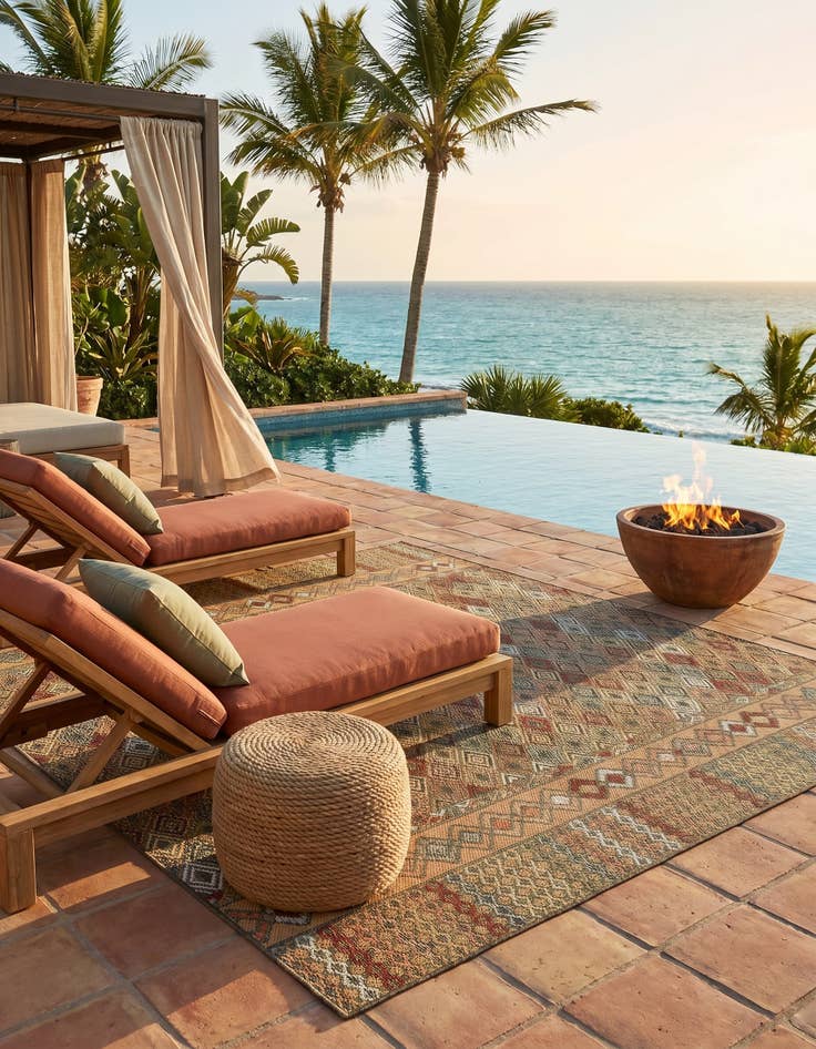 Detail image of 7' 10 x 7' 10 Easy-Clean Baja Indoor / Outdoor Square Rug