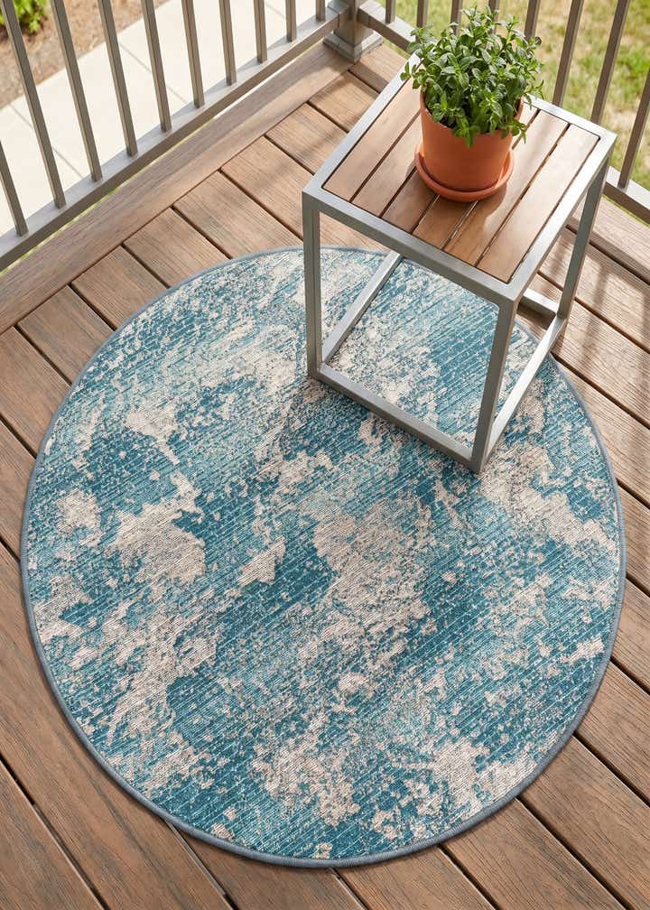 3' x 3' Easy-Clean Modern Indoor / Outdoor Round Rug