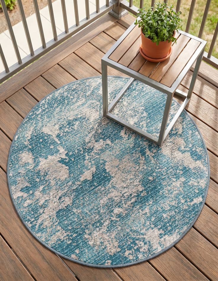 Detail image of 3' x 3' Easy-Clean Modern Indoor / Outdoor Round Rug