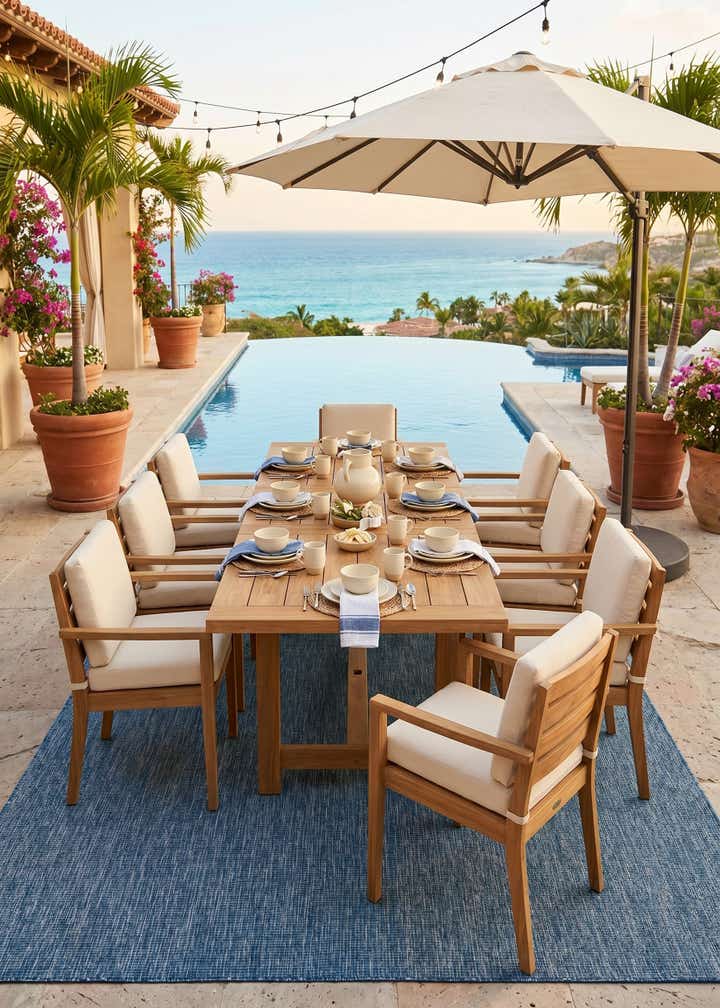 7' 10 x 10' Easy-Clean Solid Indoor / Outdoor Rug