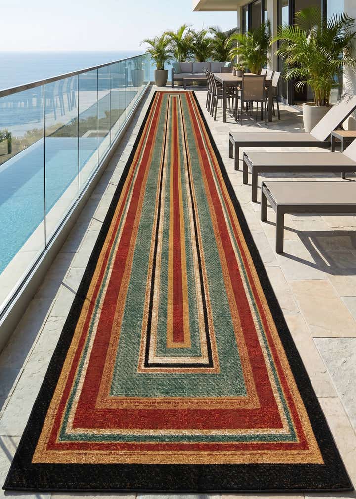 2' 7 x 12' Easy-Clean Modern Indoor / Outdoor Runner Rug