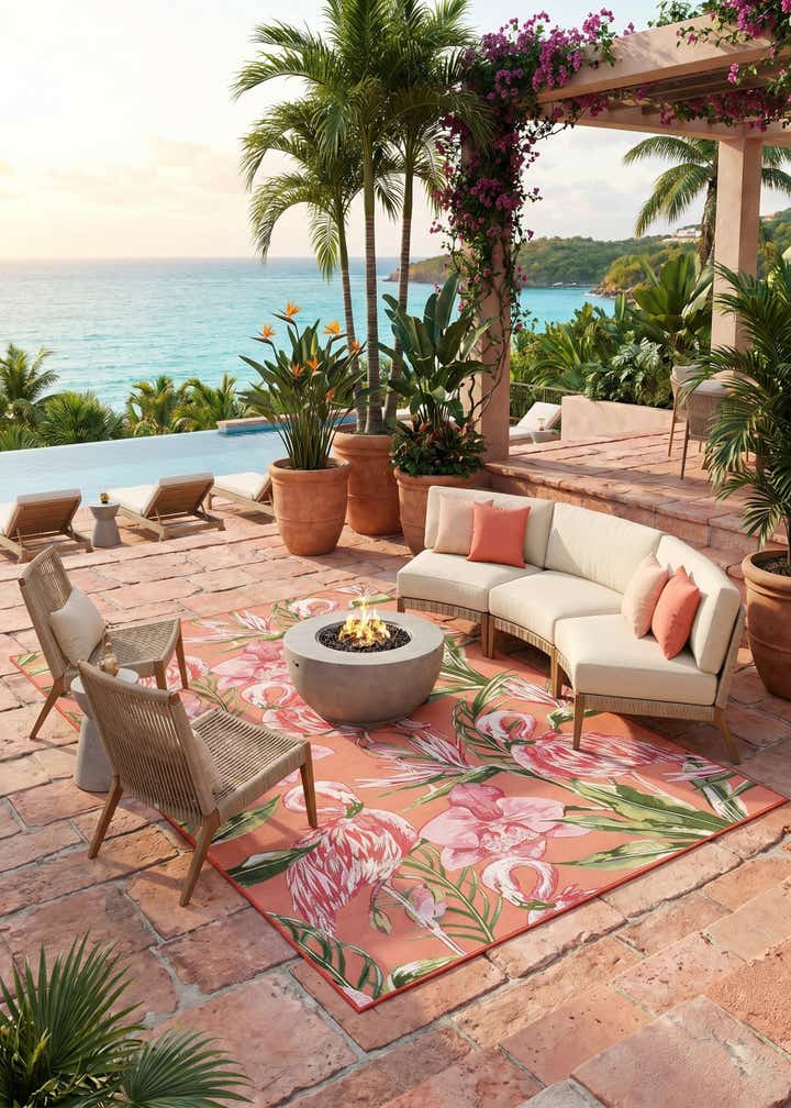 6' x 9' Easy-Clean Botanical Indoor / Outdoor Rug