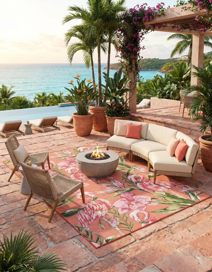 Detail image of 6' x 9' Easy-Clean Botanical Indoor / Outdoor Rug