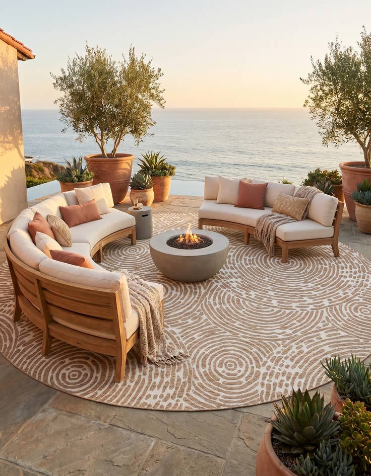 Detail image of 13' x 13' Easy-Clean Modern Indoor / Outdoor Round Rug