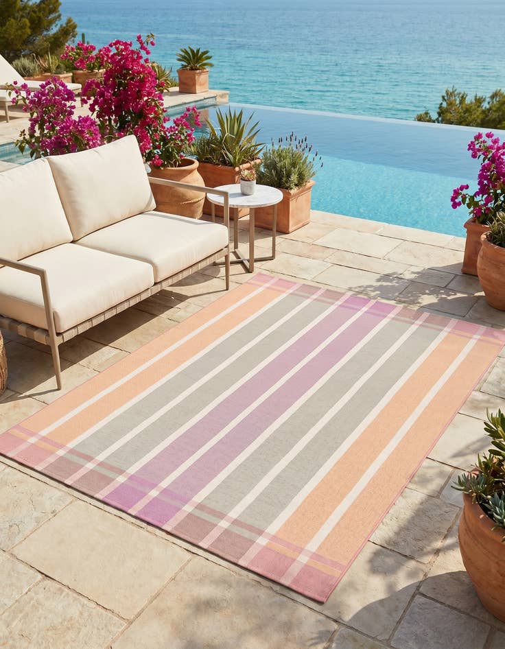 Detail image of 5' 3 x 8' Easy-Clean Striped Indoor / Outdoor Rug