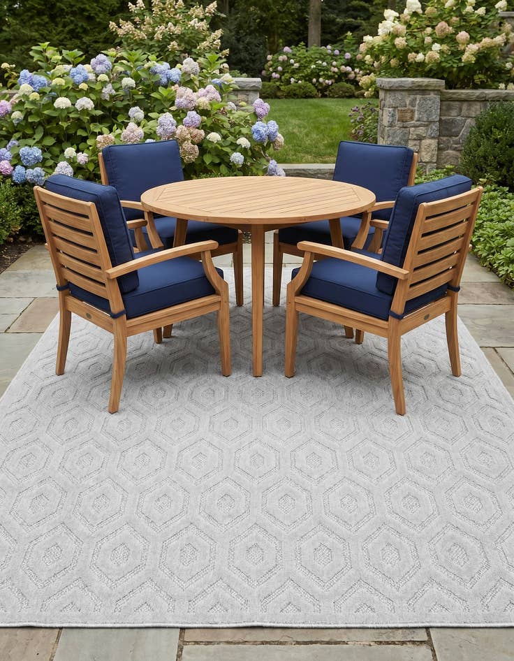 Detail image of 7' 10 x 7' 10 Easy-Clean Trellis Textured Indoor / Outdoor Square Rug
