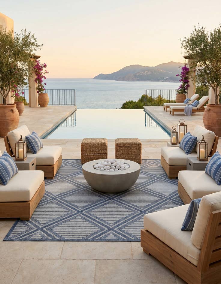 Detail image of 9' x 12' Easy-Clean Trellis Indoor / Outdoor Rug