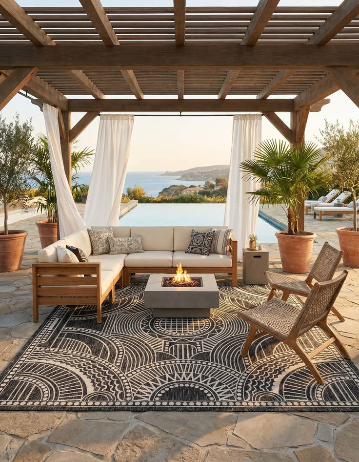 Detail image of 10' x 10' Easy-Clean Traditional Indoor / Outdoor Square Rug