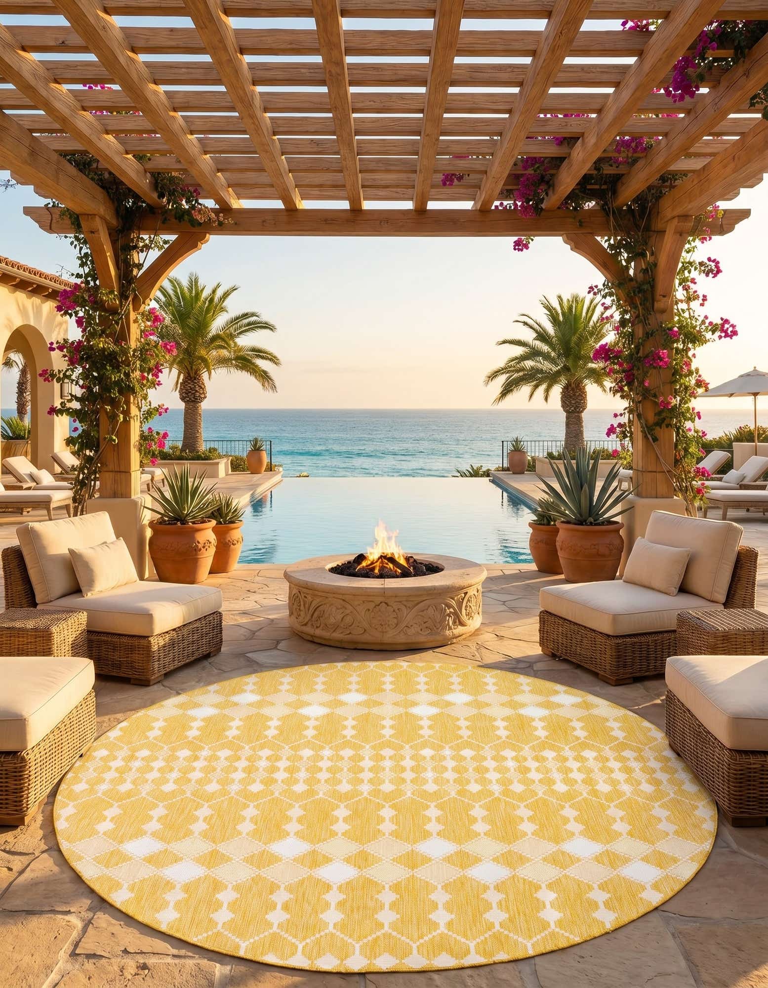 10' x 10' Easy-Clean Lattice Indoor / Outdoor Round Rug