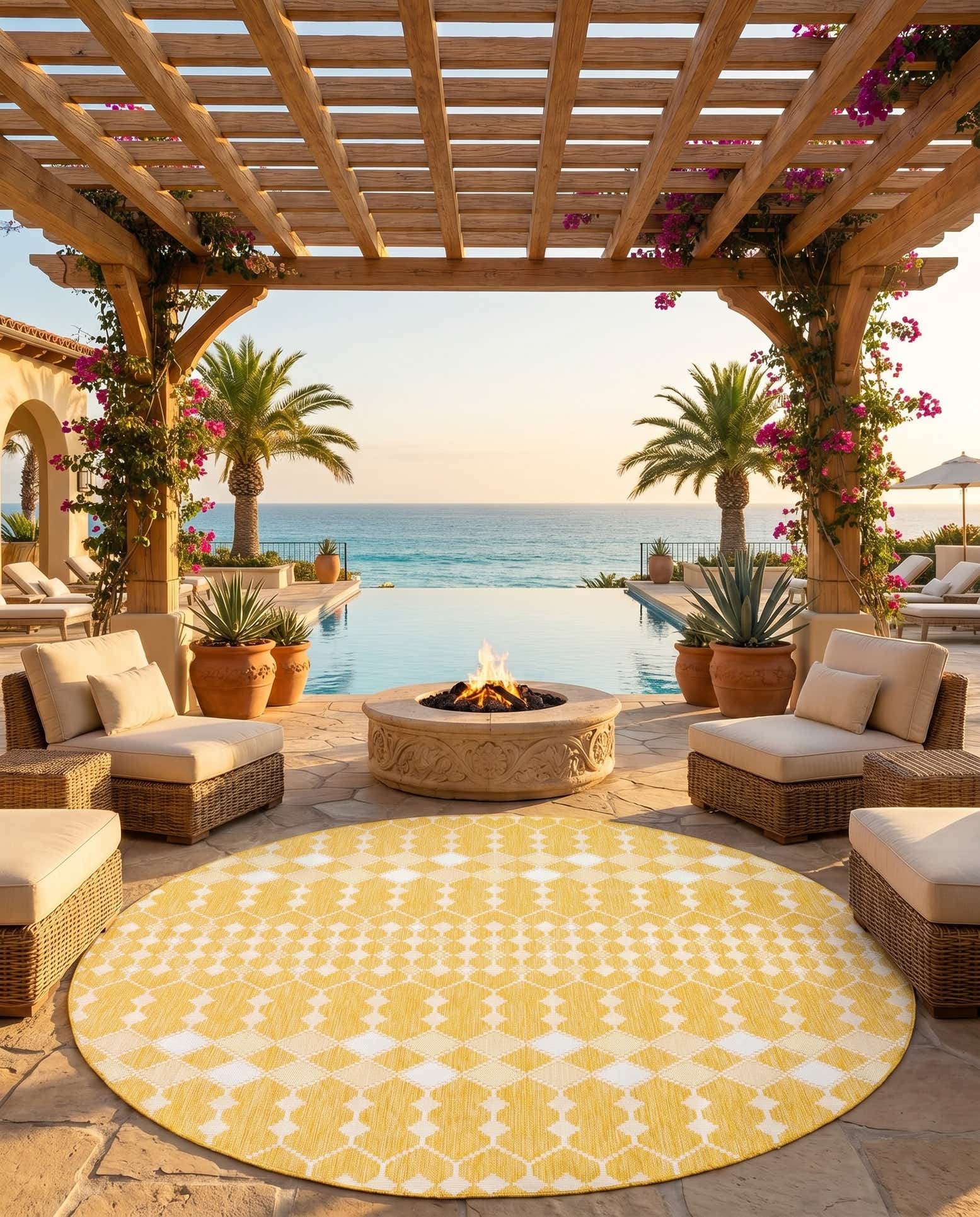 10' x 10' Easy-Clean Trellis Indoor / Outdoor Round Rug