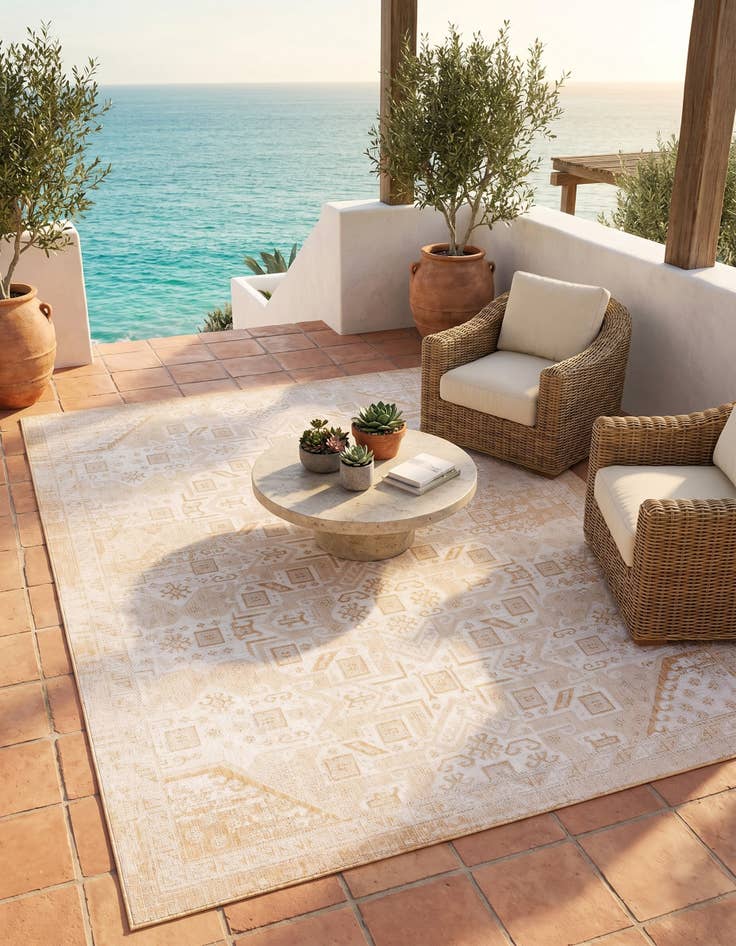 Detail image of 10' x 14' Easy-Clean Aztec Indoor / Outdoor Rug