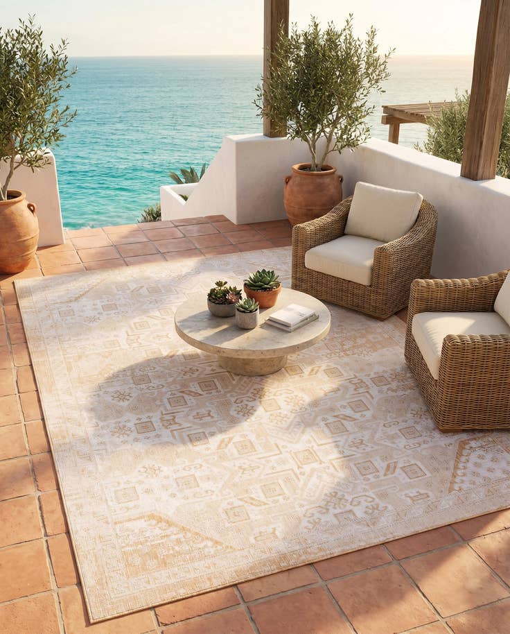 Detail image of 10' x 14' Easy-Clean Aztec Indoor / Outdoor Rug