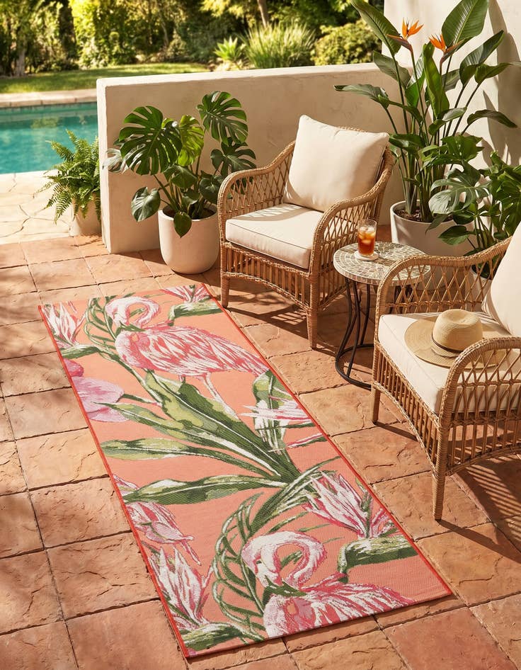 Detail image of 2' x 5' Easy-Clean Botanical Indoor / Outdoor Runner Rug