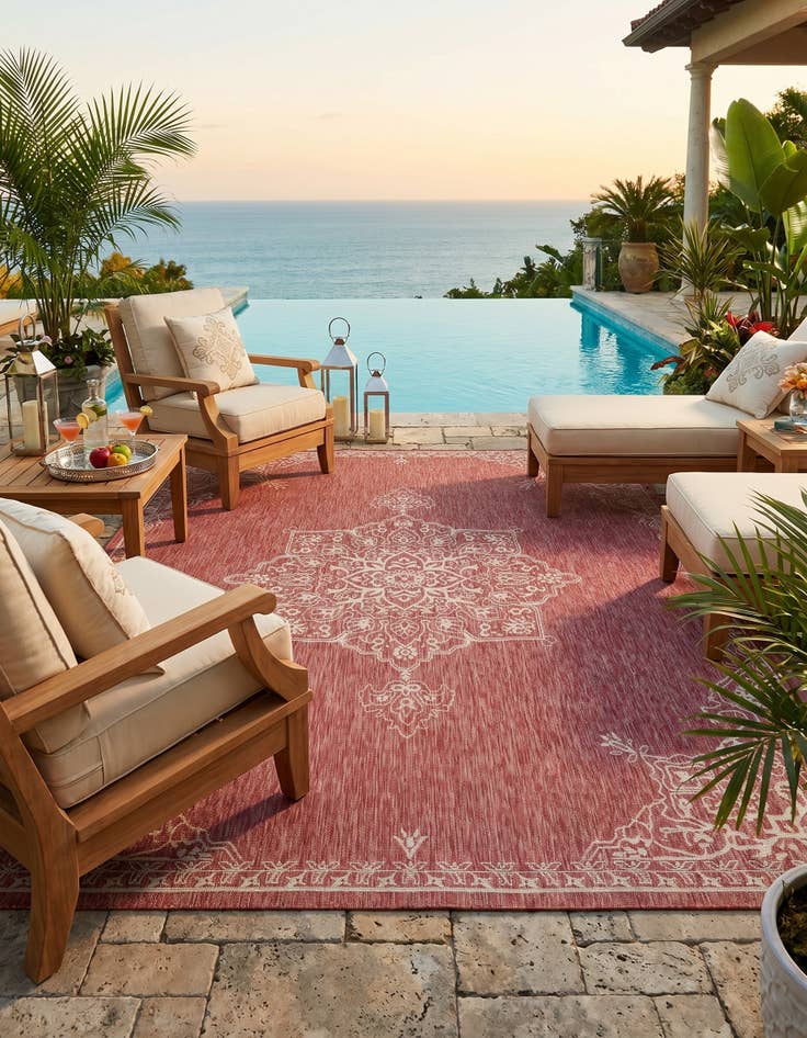 Detail image of 9' x 12' Easy-Clean Traditional Indoor / Outdoor Rug