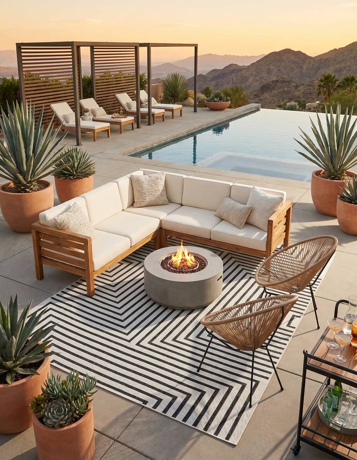 Detail image of 5' 3 x 8' Easy-Clean Modern Indoor / Outdoor Rug