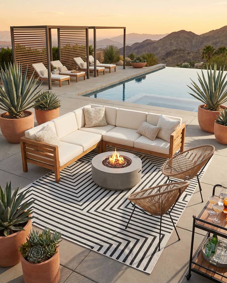 Detail image of 5' 3 x 8' Easy-Clean Modern Indoor / Outdoor Rug