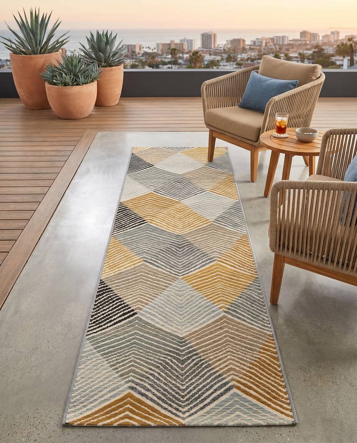 Detail image of 2' x 6' Easy-Clean Modern Indoor / Outdoor Runner Rug