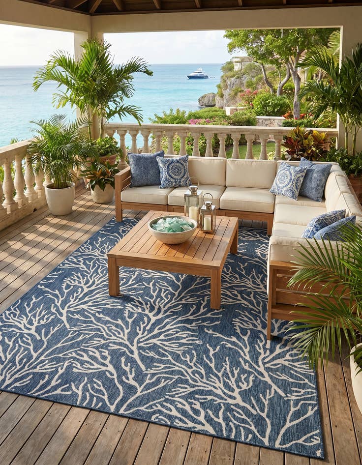 Detail image of 10' x 14' Easy-Clean Coastal Indoor / Outdoor Rug