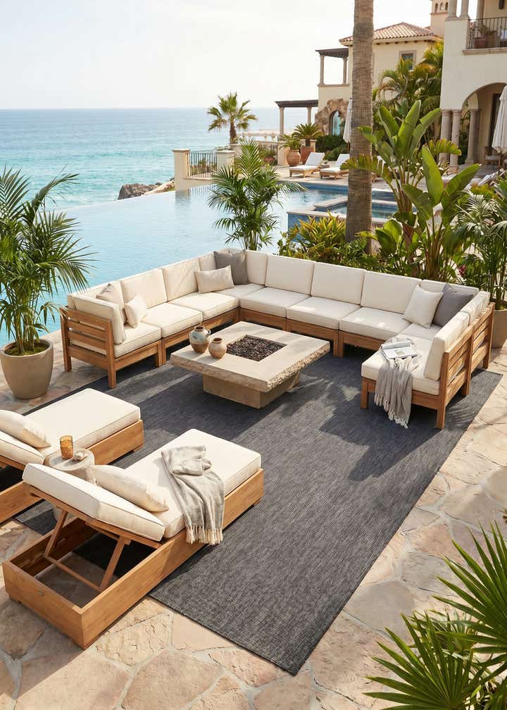10' x 14' 1 Easy-Clean Solid Indoor / Outdoor Rug