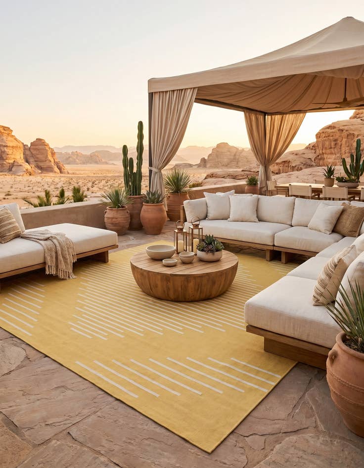 Detail image of 13' x 13' Easy-Clean Modern Indoor / Outdoor Square Rug