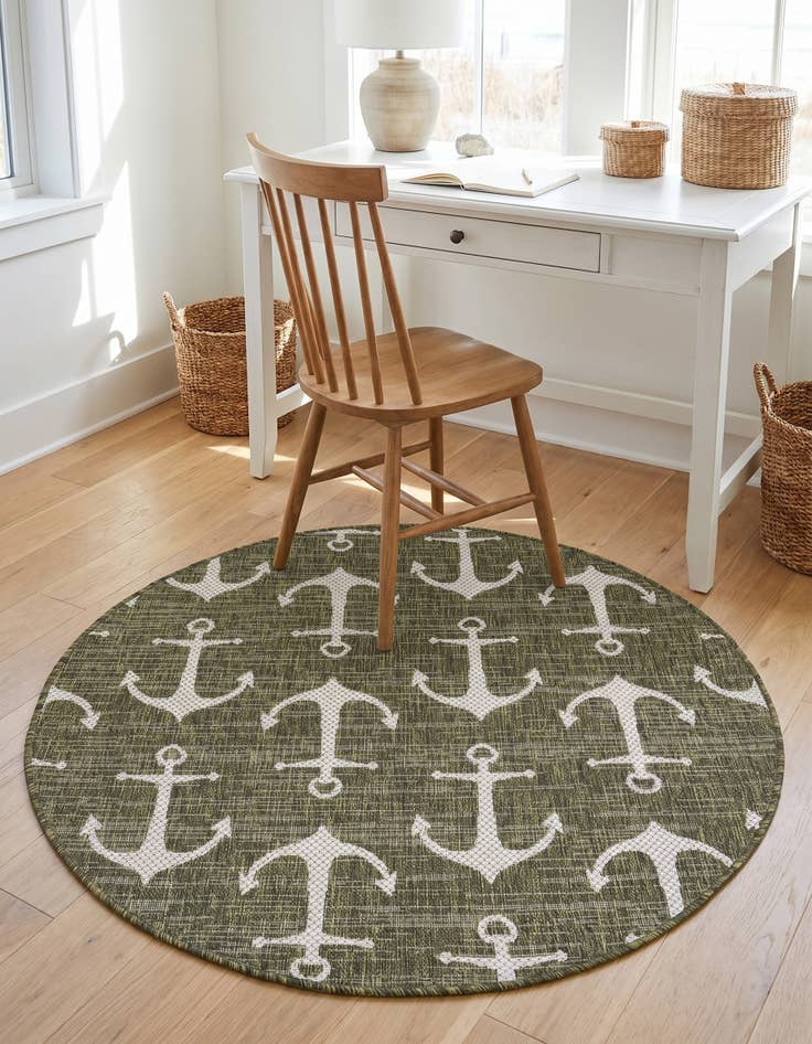 Detail image of 4' x 4' Easy-Clean Coastal Indoor / Outdoor Round Rug