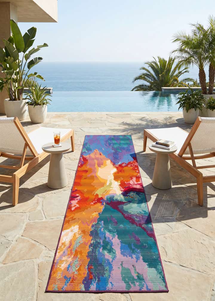 2' 7 x 10' Easy-Clean Modern Indoor / Outdoor Runner Rug
