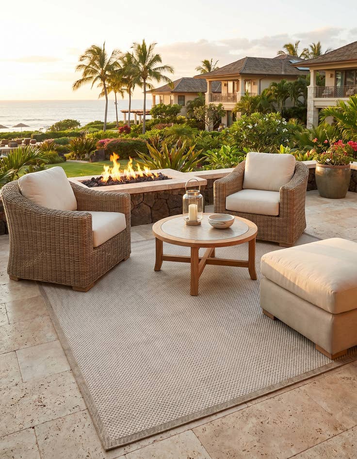 Detail image of 9' x 12' Easy-Clean Border Indoor / Outdoor Rug