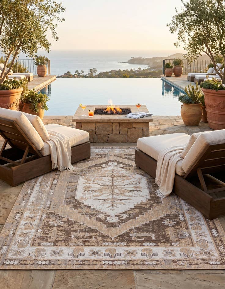 Detail image of 7' 10 x 11' Easy-Clean Traditional Indoor / Outdoor Rug